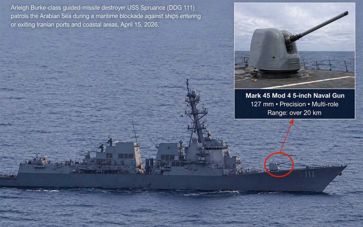 Pháo hải quân Mỹ Mark 45 Mod 4 lợi hại thế nào trong vô hiệu hóa tàu Iran?